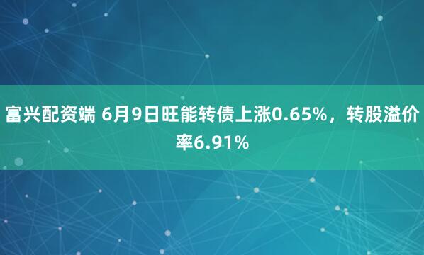 富兴配资端 6月9日旺能转债上涨0.65%，转股溢价率6.91%